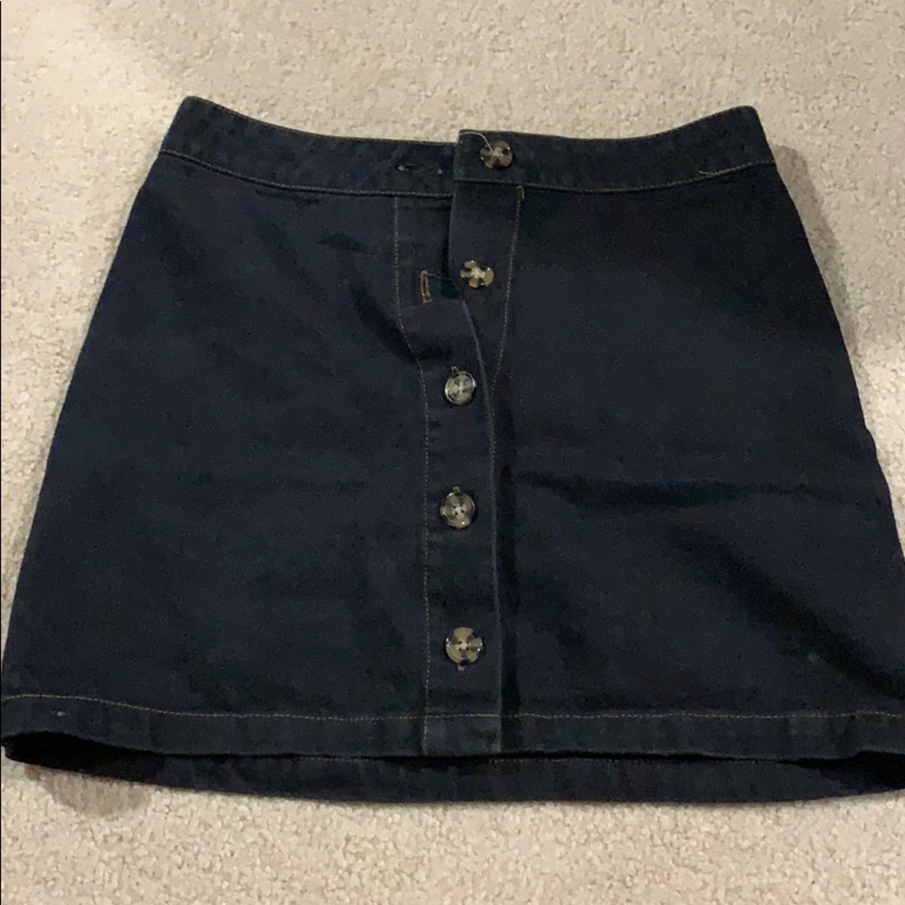 Black denim mini skirt